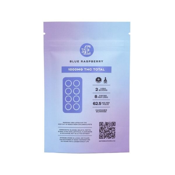 Euphoria Cannabis – Blue Raspberry 1000mg THC Gummies - Image 2