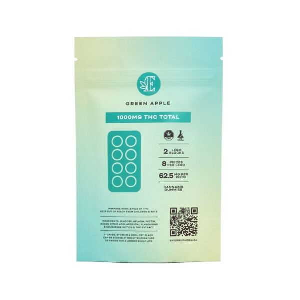Euphoria Cannabis – Green Apple 1000mg THC Gummies - Image 2