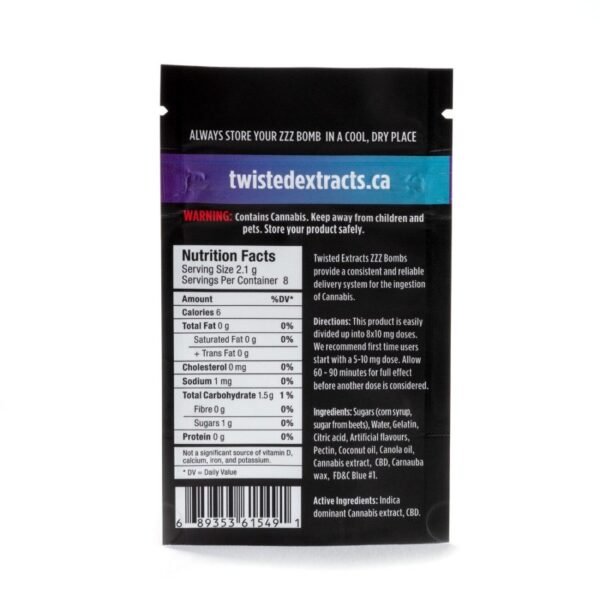 Twisted Extracts Jelly Bombs 1:1 40mg THC + 40mg CBD – Blue Raspberry (Indica) - Image 2