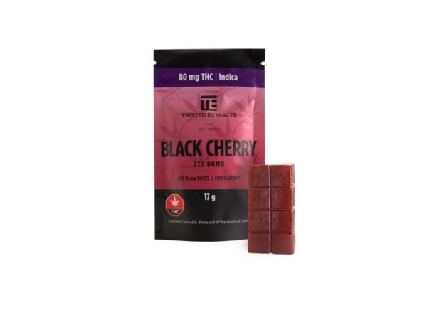 Twisted Extracts Jelly Bombs 80mg THC – Black Cherry ZZZ (Indica)