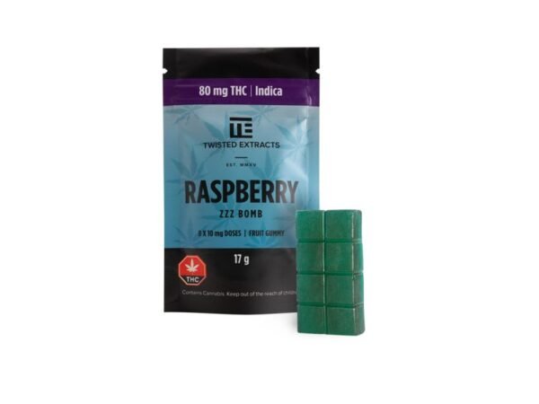 Twisted Extracts Jelly Bombs 80mg THC – Blue Raspberry ZZZ (Indica)