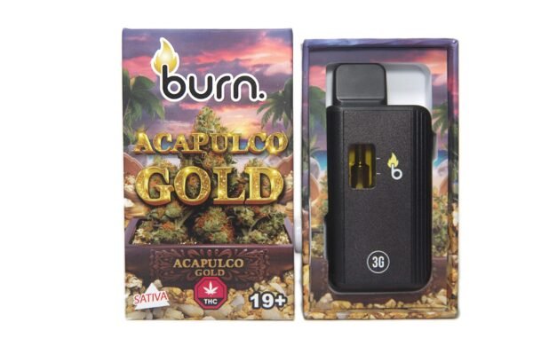 Burn 3mL Disposable Vapes – Acapulco Gold THC Distillate