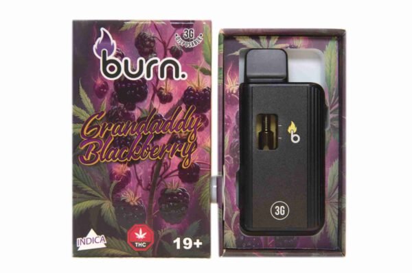 Burn 3mL Disposable Vapes – Granddaddy Blackberry THC Distillate