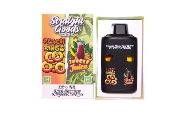 Straight Goods Supply Co. 6 Gram Dual Chamber Disposable Vapes – Peach Rings + Jungle Juice THC Distillate