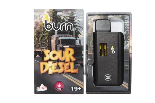 Burn 3mL Disposable Vapes – Sour Diesel THC Distillate
